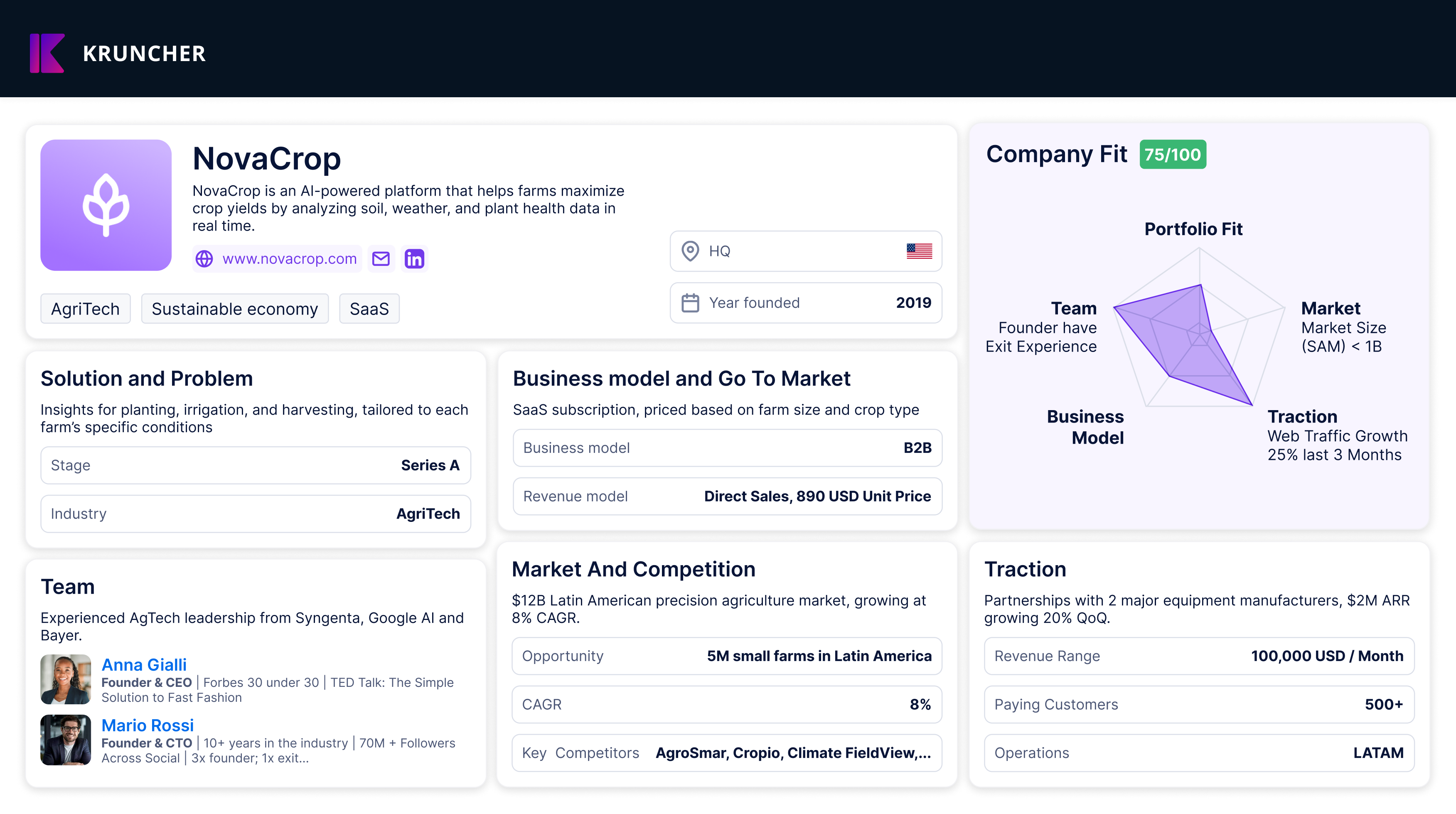 screenshot of Kruncher AI analyst dashboard